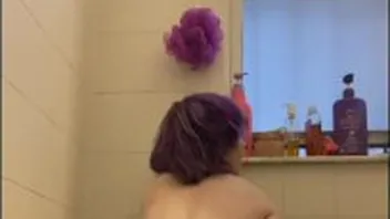 Goth Girl Rides Anal Dildo in Shower