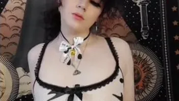 Gothic Femboy Cowgirl Hands Free Cum Compilation