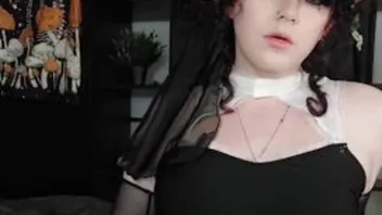 Femboy nun begs and vibrates to intense cumshot