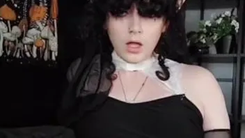 Goth Femboy Cumshot and Self Facial