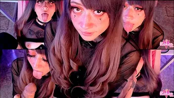 Goth E-Girl Ahegao Blowjob and Cream Pie