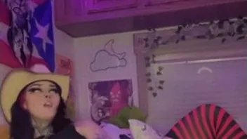 Horny Goth Cowgirl Rides Massive Dildo