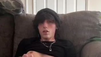 Goth Twink Jerks Off on Couch