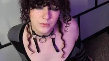 Goth Femboy Begs for Your Cock in Fishnets