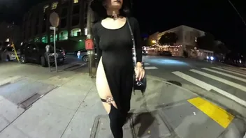 Goth Witch Flashes Pussy in Public