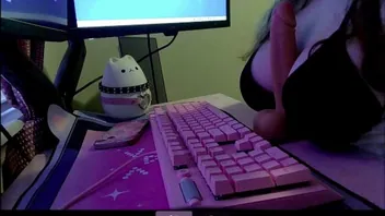 Moaning Egirl Titfucks Her Dildo