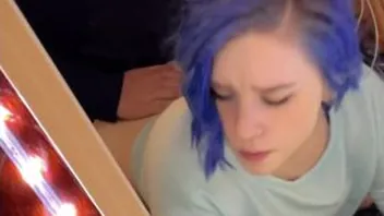 Blue Hair Alt Girl Quiet Couple Fuck