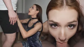 Drooling Goth Teen Endures Rough Deepthroat