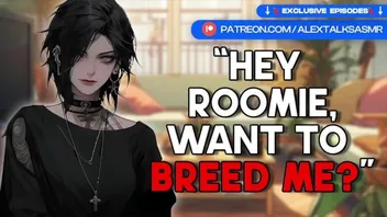 Goth roommate smothers you with her tits