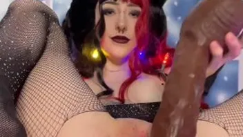 Goth Milf Squirts Hard on Vibrator