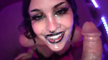 Goth Girl Suga Swallows Huge Cum Load