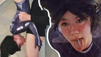 Big Titty Goth Spider Girl Upside Down Blowjob