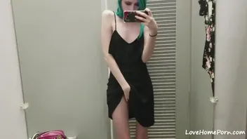 Emo Teen Masturbates in Public Dressing Room