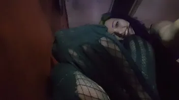 Goth Girl Foot Worship in Public Bar