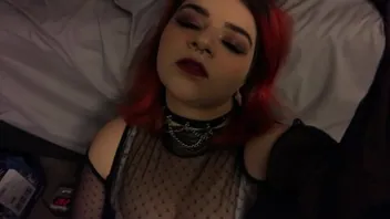 Goth Redhead Masturbates with Passion