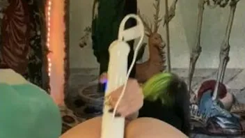 Goth Girl's Big Tits and Intense Vibrator Orgasm