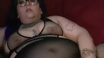 Goth BBW Fucks Dildo Until She Squirts