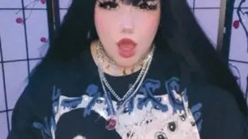 Goth cat girl rides massive tentacle toy