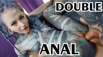 Tattooed punk Anuskatzz takes extreme double anal