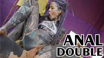 Anuskatzz Takes Crazy Double Anal in Punk Goth Style