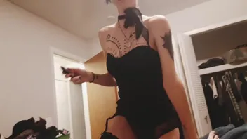 Femboy in Uniform Surprises Lover with Lingerie Blowjob